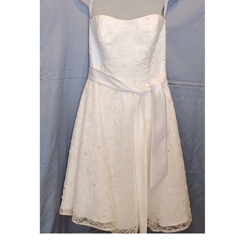 Cocktail Strapless Beaded Wedding Dress